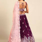House of Panchhi Burgundy Georgette Sequins and thread embroidery Lehenga choli & Dupatta | Swadesiicart
