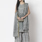 Myshka Women Grey Cotton Blend Printed Sleeveless Round Neck Kurta With Sharara & Dupatta Set | Swadesiicart
