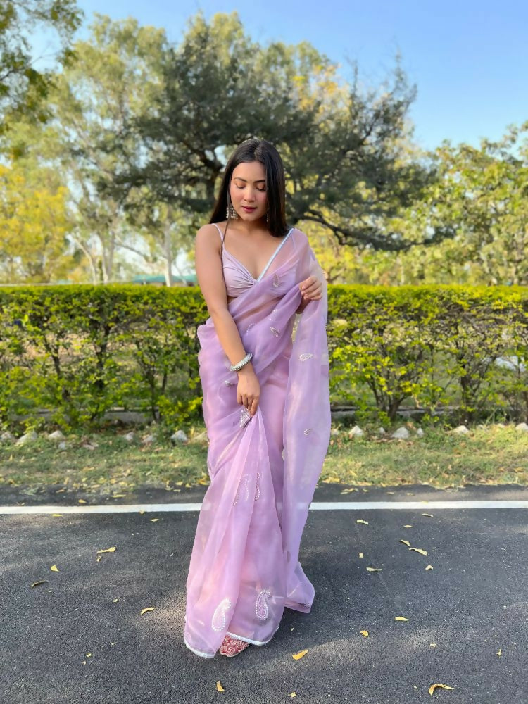 Vamsee Samriddhi Purple Organza Saree - Swadesiicart