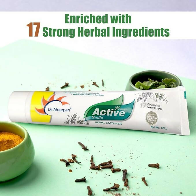 Dr. Morepen Active Smile Herbal Toothpaste with Neem, Clove & Menthol - Swadesiicart