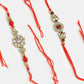 NVR Men Set of 2 Gold-Toned Stone-Studded Rakhi With Roli Chawal & Chocolate | Swadesiicart