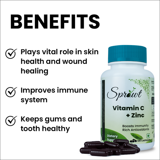 Sprowt Plant Based Vitamin C + Zinc Capsules - Swadesiicart