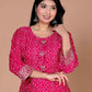Miravan Women's Embroidered Pink Bandhani Pakistani Straight Kurti - Swadesiicart