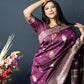 Jyoti Fashion Women's Wine Paithani Silk Zari Woven Saree with Blouse | Swadesiicart