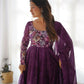 Joban Fashion Wine Kurta Set Organza Sequin Embroidery Work - Swadesiicart
