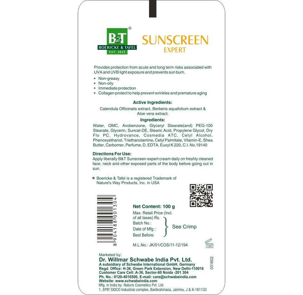 Boericke & Tafel Sunscreen Expert - Swadesiicart