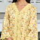 Vaasva Women's Yellow Cotton Printed Kurta Pant Set | Swadesiicart