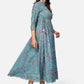 NOZ2TOZ Women's Printed & Embroidered Anarkali Cotton Turquoise Kurta (1Pc) - Swadesiicart