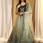 Green Fancy Net Sequence Embroidered Lehenga Choli with Dupatta - Dhara | Swadesiicart