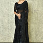 Black Silk Stripe Saree With Blouse Piece - Purvi