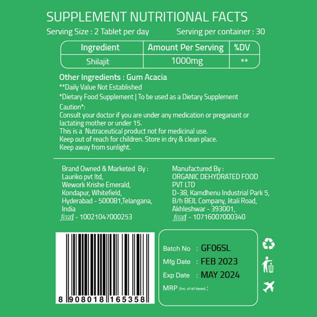 Laurik Himalayan Sj 1000Mg Tablets| Sj Tablets Boosts Stamina, Strength And Support Vitality | Swadesiicart