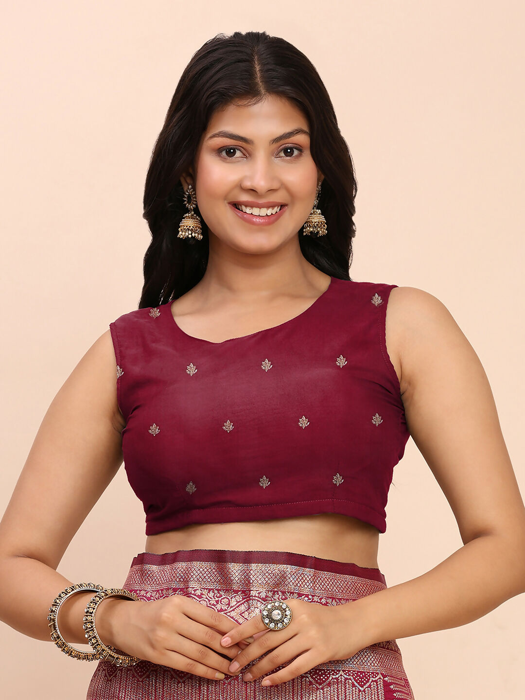 Astita Banarasi Silk Magenta Saree | Swadesiicart