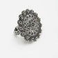 NVR Women's Silver-Toned Floral Shape Adjustable Finger Ring | Swadesiicart