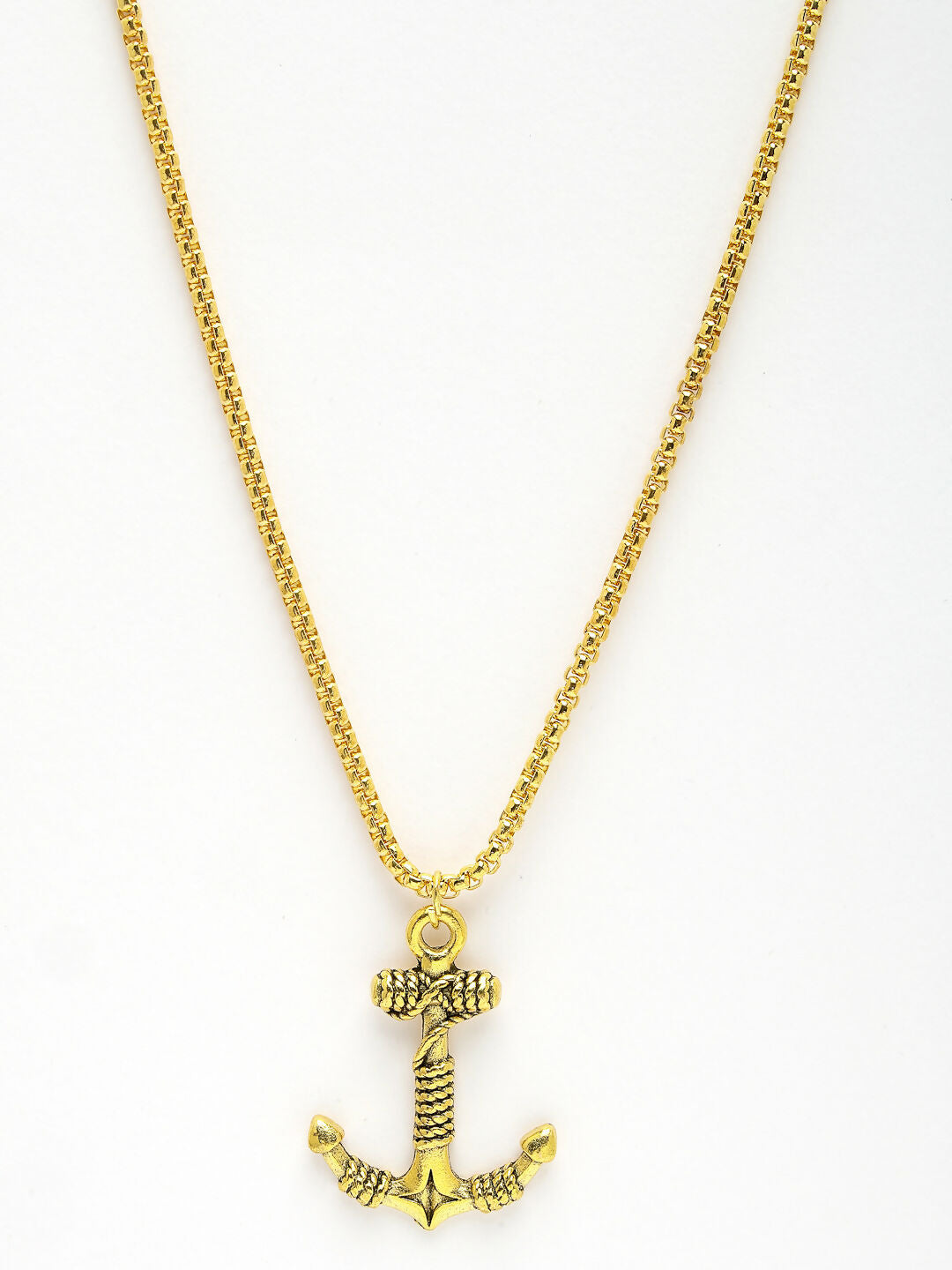 NVR Men's Gold-Polished Stainless Steel Pendant with Chain - Swadesiicart