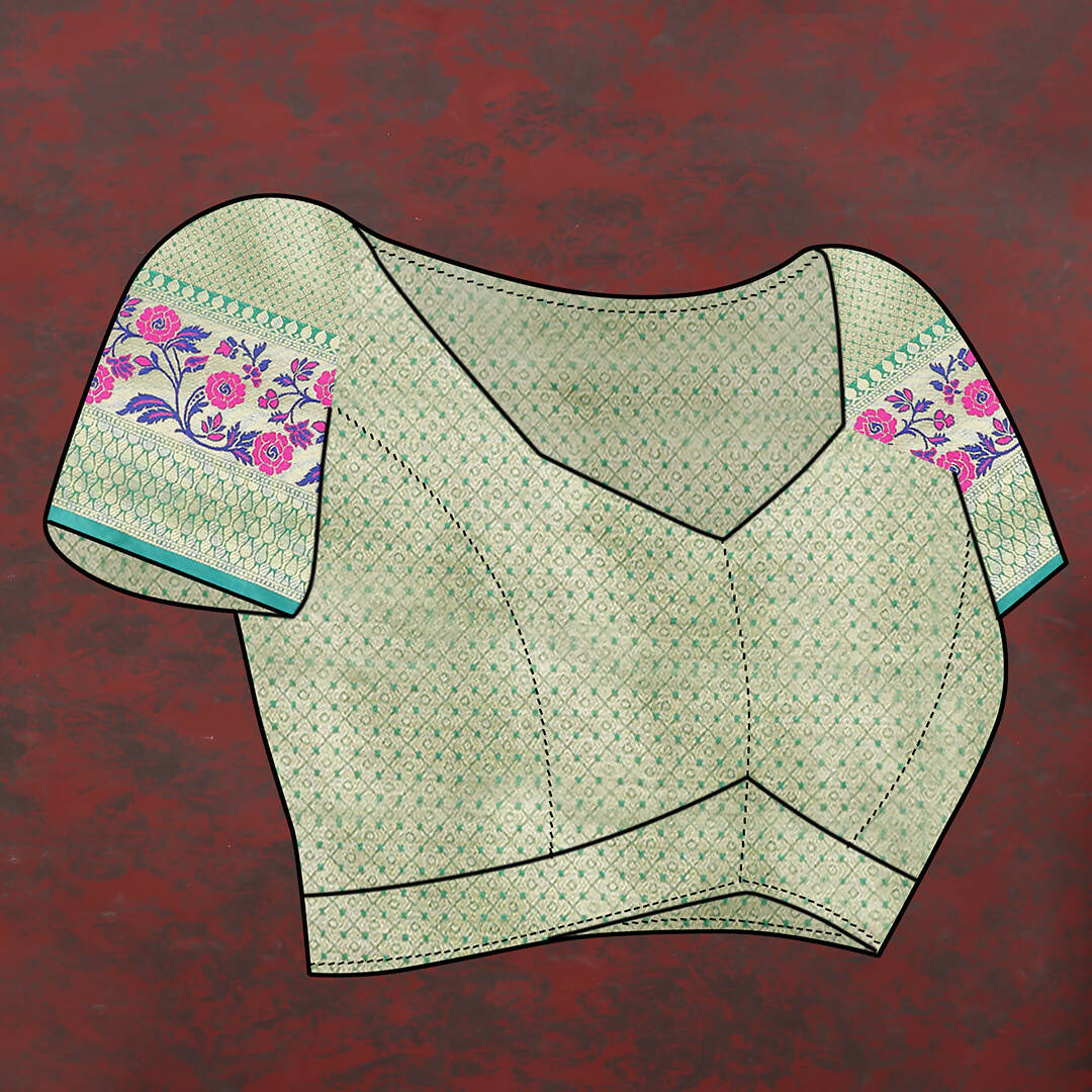 Lorenvalley Fashion Teal Soft Silk Woven Design with Zari Weaving Leheriya Design Saree - Swadesiicart