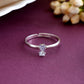 VOJ white CZ-detail Stainless Steel Cubic Zirconia Silver Plated adjustable finger Ring | Swadesiicart