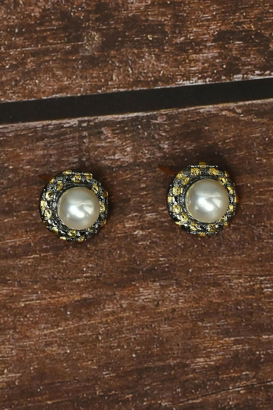 Joban Fashion Women Brass Golden White Ad Earrings - Swadesiicart