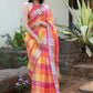 Very Much Indian Pure Linen Saree With Sleek Border And Exclusive Design - Yellow | Swadesiicart