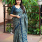 Blue Cotton Blend Ajrak Saree with Unstitched Blouse - Hiral Fashion | Swadesiicart