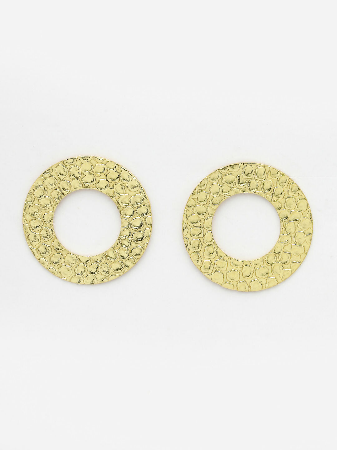 NVR Women Gold-Polished Cut Out Circle Drop Earrings - Swadesiicart