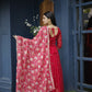 Aayaa Designer Embroidery Zari Sequins-Work Faux Blooming Georgette Suit - Red