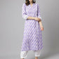 FIORRA Women's Light Purple Cotton A-Line Kurta Set - Swadesiicart