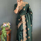 Vastranavya Green Vichitra Silk Zari with Swarovski Work Ready to Wear Saree | Swadesiicart