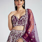 House of Panchhi Burgundy Net Sequins And Thread Embroidery Lehenga Choli & Dupatta | Swadesiicart