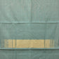 Sea Blue Khadi Cotton Handloom Plain Saree with Temple Border Design - Global Threads | Swadesiicart