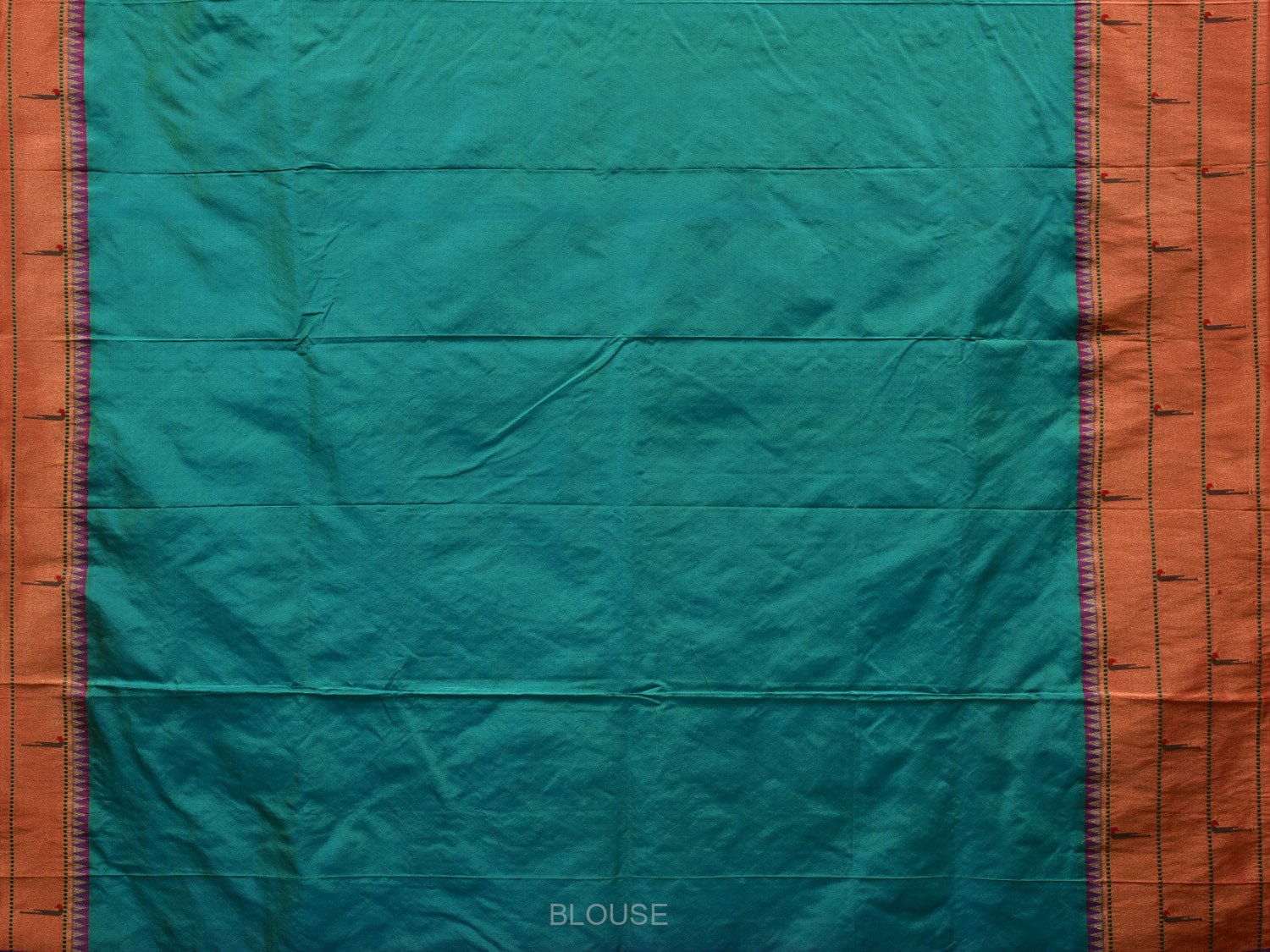 Sea Blue Paithani Silk Handloom Saree with Triple Muniya Border Design - Global Threads | Swadesiicart