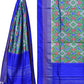 Sea Green and Blue Pochampally Ikat Silk Handloom Dupatta with All Over Design - Global Threads | Swadesiicart