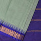 Sea Green and Dark Blue Gadwal Cotton Plain Saree with Small Border Design No Blouse - Global Threads | Swadesiicart