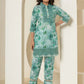 Yufta Sea Green Cotton Schiffli Co-Ord Set With Lace Detailing - Swadesiicart