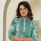 Yufta Sea Green Cotton Schiffli Co-Ord Set With Lace Detailing - Swadesiicart