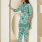 Yufta Sea Green Cotton Schiffli Co-Ord Set With Lace Detailing - Swadesiicart