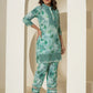 Yufta Sea Green Cotton Schiffli Co-Ord Set With Lace Detailing - Swadesiicart