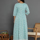 Yufta Sea Green Cotton Silk Embroidered Anarkali Kurta Dupatta Set - Swadesiicart