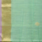 Sea Green Khadi Cotton Handloom Saree with Birds Pallu Design - Global Threads | Swadesiicart