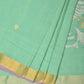 Sea Green Khadi Cotton Handloom Saree with Birds Pallu Design - Global Threads | Swadesiicart