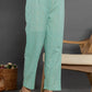 Yufta Sea Green Mirror_Work Cotton Anarkali Kurta Duppta Set - Swadesiicart
