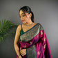 Joban Fashion Banarasi Rani Pink Woven Butti Soft Silk Saree | Swadesiicart