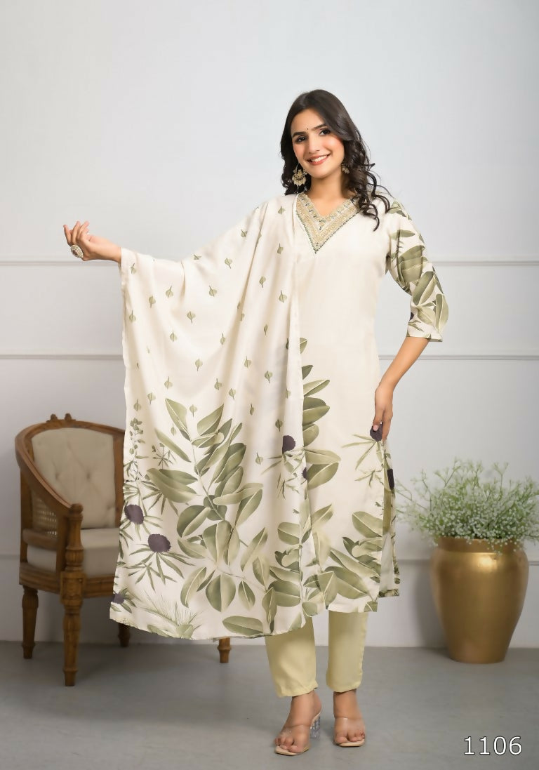Festive Wear Ethnic White frencs crepe With Cotton Lining Stitched Suit With Dupatta - Tanisha | Swadesiicart
