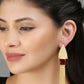 Joban Fashion Women Red Stone Matte Gold Earrings | Swadesiicart