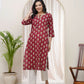 Vaasva Women Maroon Cotton Printed Straight Kurti With Pant | Swadesiicart
