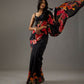 Black Bright Moss Designer Digital Printed Party Wear Saree - Be Verly