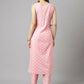 FIORRA Women's Baby Pink Cotton A-Line Kurta Set - Swadesiicart
