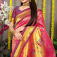Jyoti Fashion Women's Pink Banarasi Silk Zari Woven Saree with Blouse | Swadesiicart