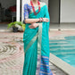 Vishnu Weaves Women's Rama Raw Silk Patola Zari Woven Saree with Blouse - Swadesiicart