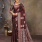 Joban Fashion Wine Woven Jacquard Banarasi Silk Sarees | Swadesiicart