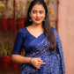 Blue Silk Blend Ajrak Saree with Unstitched Blouse - Hiral Fashion | Swadesiicart